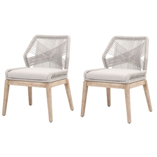 S/2 Easton Rope Side Chairs, Taupe/Pumice~P77602103